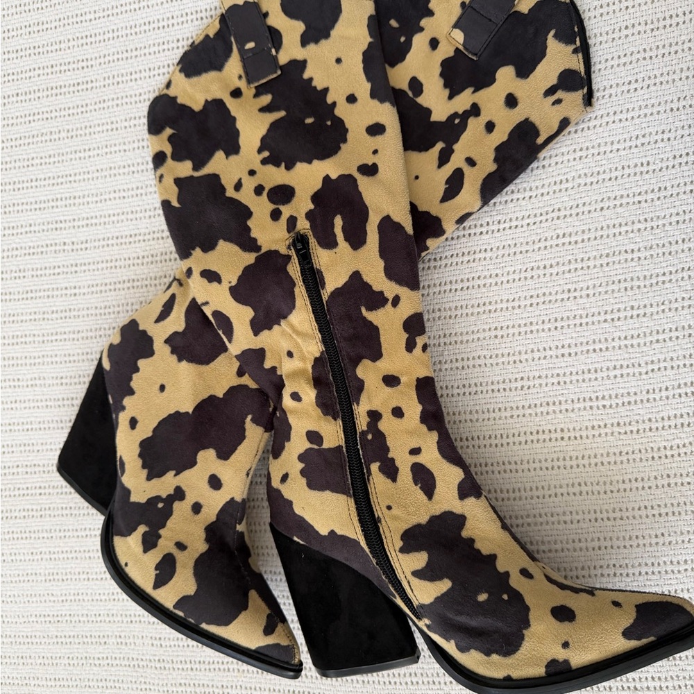 Azarayah cow print Stylish Animal Print Women's Boots